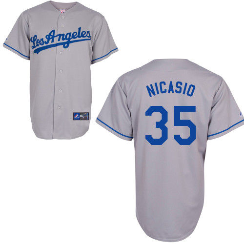 Juan Nicasio #35 mlb Jersey-L A Dodgers Women's Authentic Road Gray Cool Base Baseball Jersey